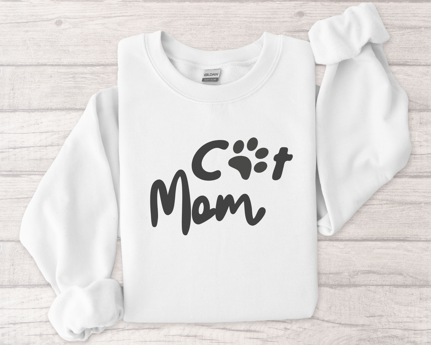 cat mom paw sweatshirt meow lovers white